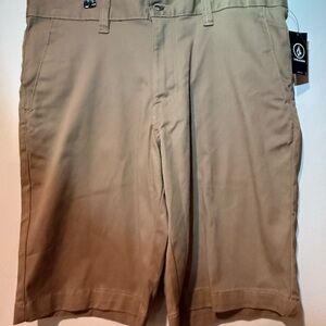 Volcom Tan Flat Front Shorts Lightweight Tailored Design